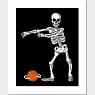 Flossing Skeleton Basketball Funny Halloween Posters and Art